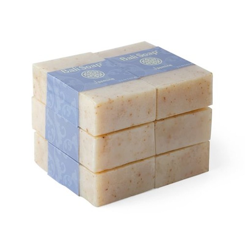 Bali Soap Jasmine Bar - Natural Vegan Cleanser for Bath, Body & Face | Handmade Exfoliating - 6 Pack, 3.5 Oz Each