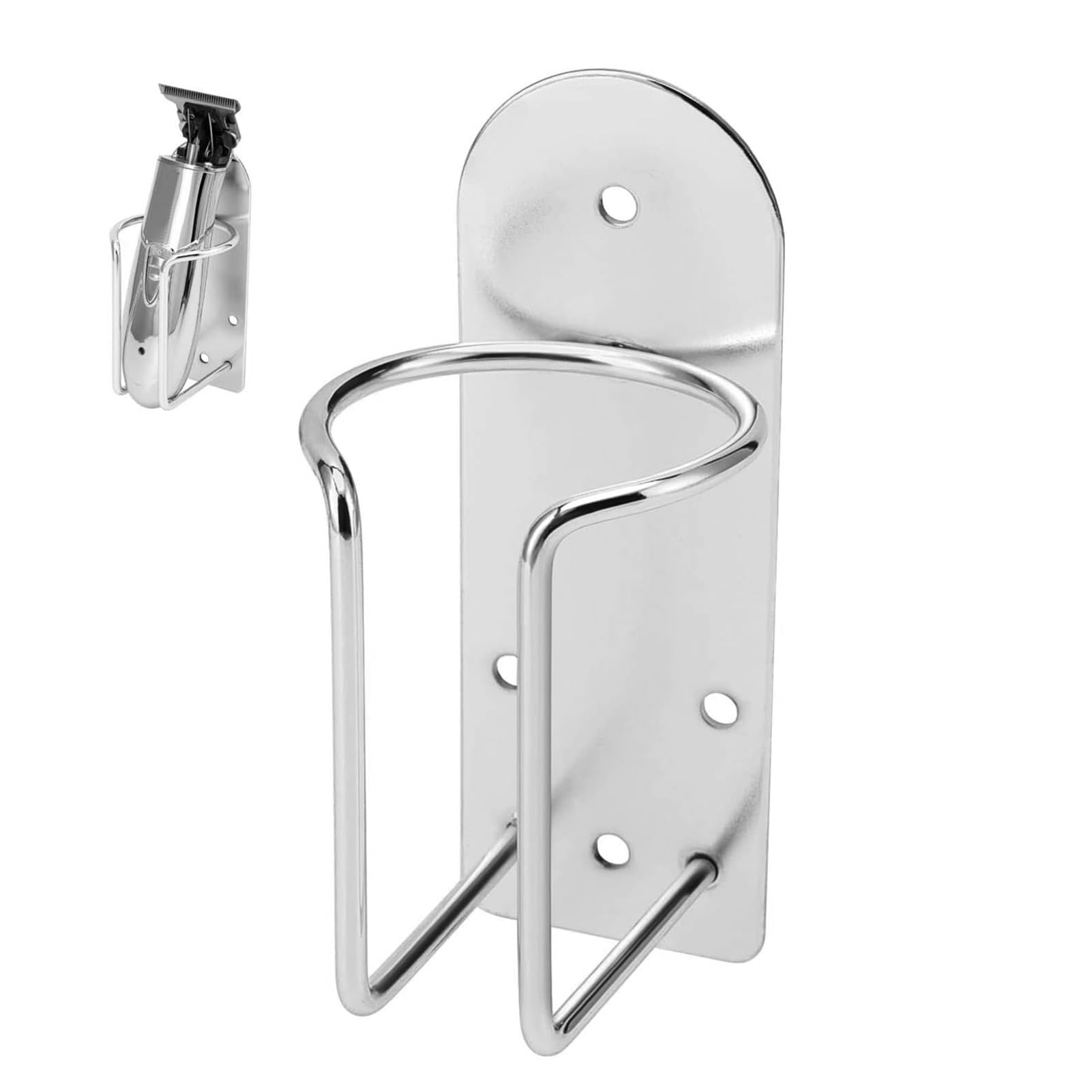 Agatige Electric Shaver Holder, Stainless Steel Wall Mounted Hair Clipper Organizer Stand Electric Hair Trimmer Cutter Rack Barbershop Accessories for Home Salon (Silver, 1PCS)