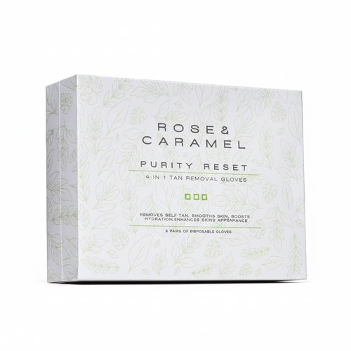 Rose & Caramel Purity Self Tan Remover Gloves, 4 in 1, Removes self tan, smooths skin, boosts skin & enhances skins apperance (6 Pairs of Gloves)