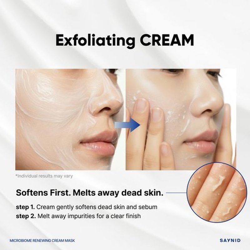SAYNID Microbiome Renewing Cream Mask, Wash-off Face Mask, Cream Exfoliating, Pore Care, Glass Skin Effect, Barrier-Friendly Korean Skincare | 3.38 fl.oz. (100ml)