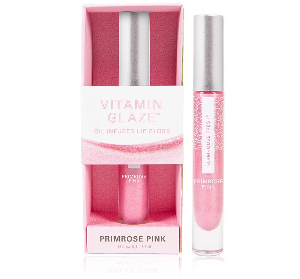 FarmHouse Fresh Vitamin Glaze Oil-Infused Lip Gloss - Primrose Pink Color, 0.25 oz.