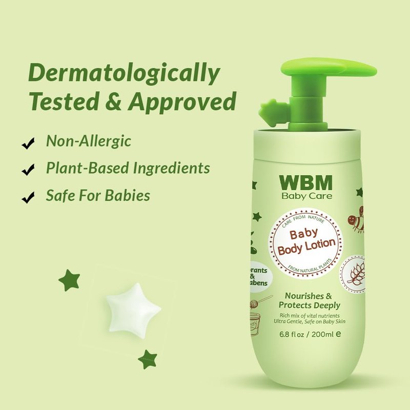 WBM Care Baby Lotion - Nourishing Face & Body Lotion with Natural Honey & Wheat Germ Oil | 6.8 oz