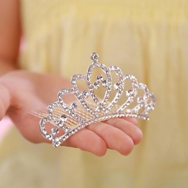 JWICOS Mini Princess Comb Silver Crystal Rhinestone Hair Accessory Comb Headband Decorations for Women and Girls