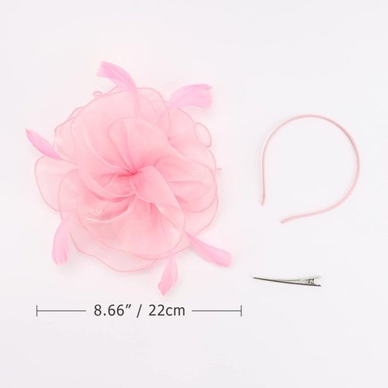 DRESHOW Fascinators Hat Tea Party Headwear Ribbons Feathers on a Headband and a Clip for Girls and Women