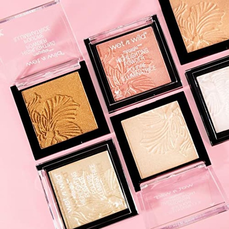 wet n wild MegaGlo Highlighting Powder, Highlighter Makeup, Shimmer Glow, Deep Gold Awesome Blossom (Pack of 4)