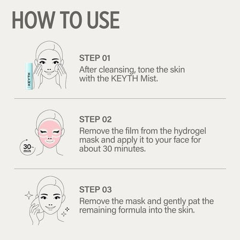 KEYTH LUCY PDRN GLOW COLLAGEN HYDROGEL MASK 4EA X 38G (1.34 OZ.) / Skin Elasticity Enhancement, Vitality Boosting, Nourishment & Soothing, Deep Hydration
