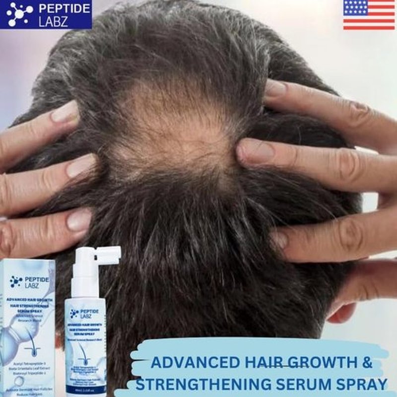 Peptide Hair Growth Serum Spray with Acetyl Tetrapeptide-3, Biotinoyl Tripeptide-1, Caffeine and Licorice Root Extract