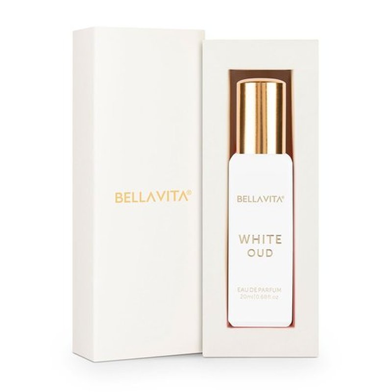 Bellavita Luxury White Oud Eau de Parfum - 20 ml Travel Size | Unisex Long-Lasting Fragrance with Fruity, Freesia & Tobacco Notes