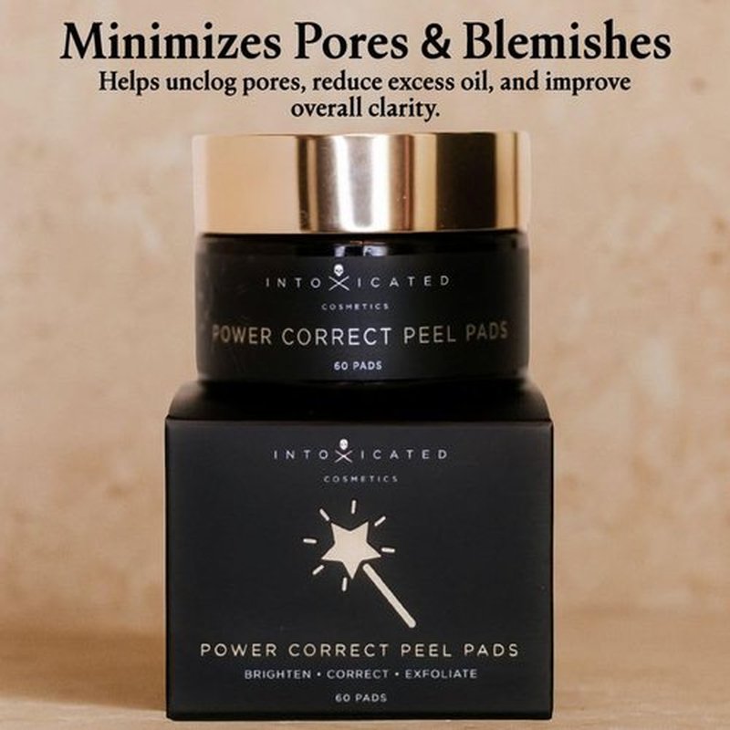 Intoxicated Cosmetics Power Correct Peel Pads - Exfoliating Treatment for Fine Lines & Wrinkles | Brightening with Niacinamide & Green Tea Extract