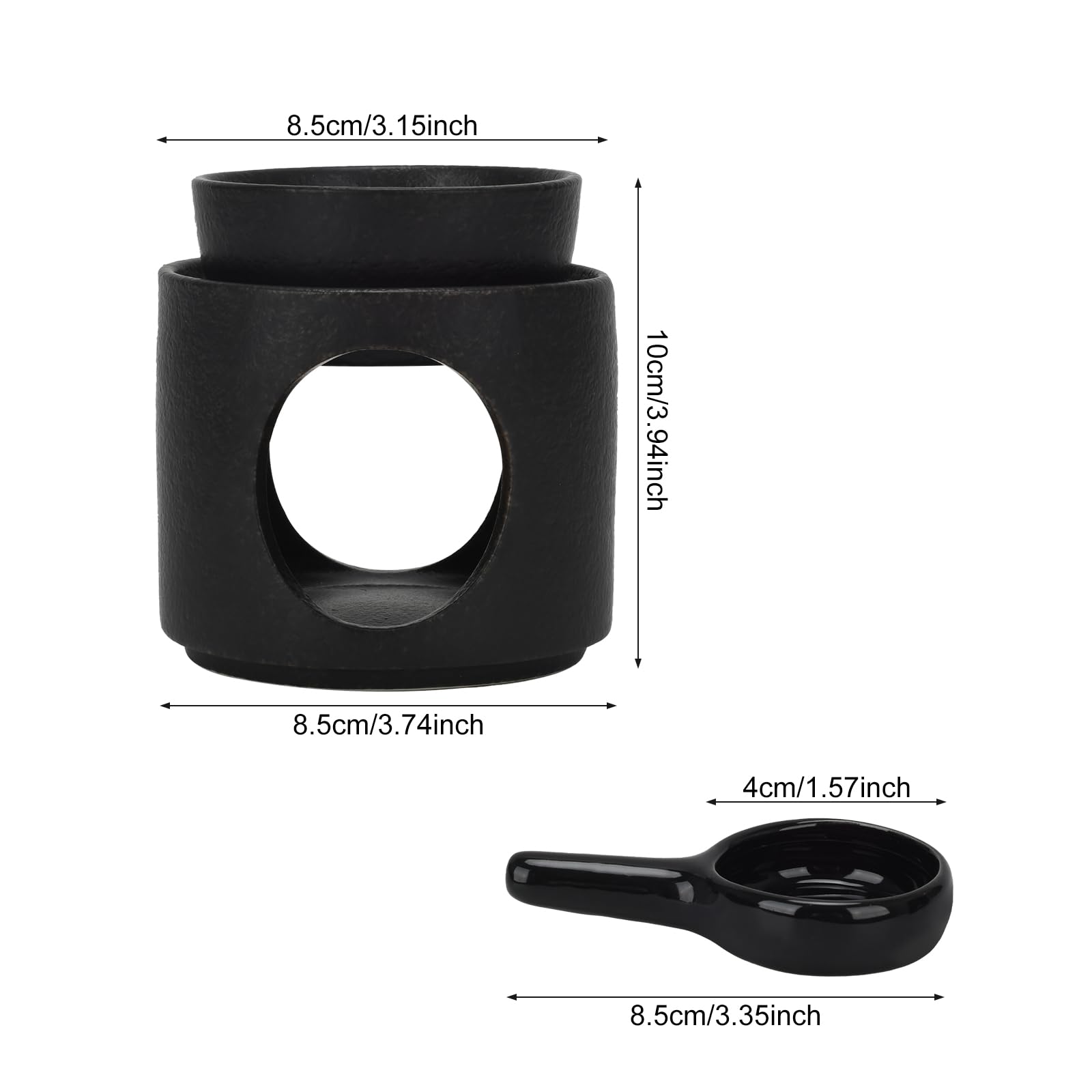 Black Wax Burner, Ceramic Tealight Warmer, Scented Oil Diffuser, Black Ceramic Tea Light Candle Holder