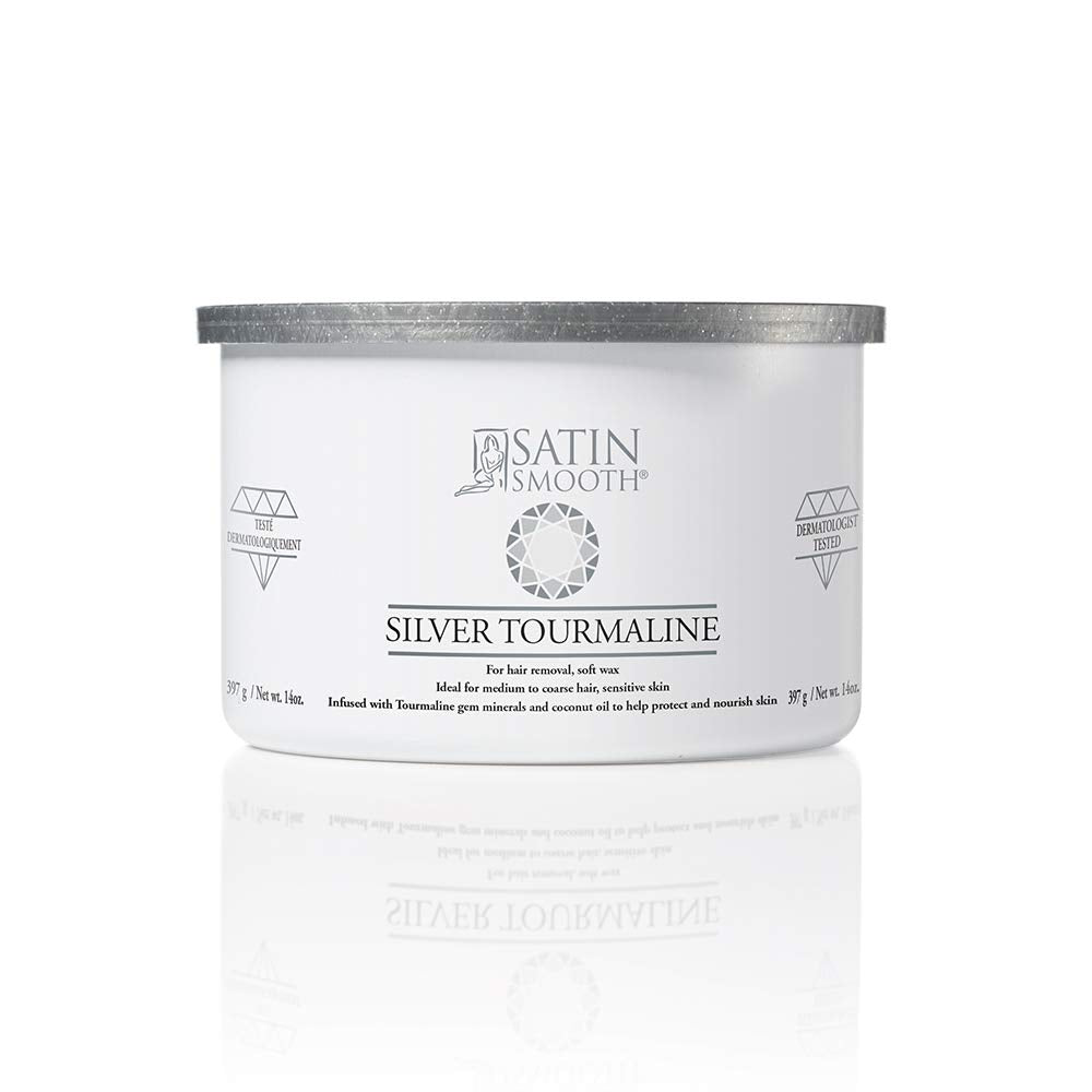 Satin Smooth Silver Tourmaline Hair Removal Wax - Professional Waxing for Sensitive Skin, Smooth Results, Ideal for Fine to Coarse Hair, 14 oz