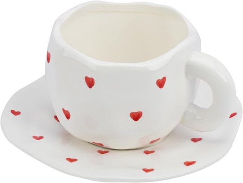 Koythin Ceramic Coffee Mug - Cute Red Heart Design | 10 oz Cup for Home & Office Use