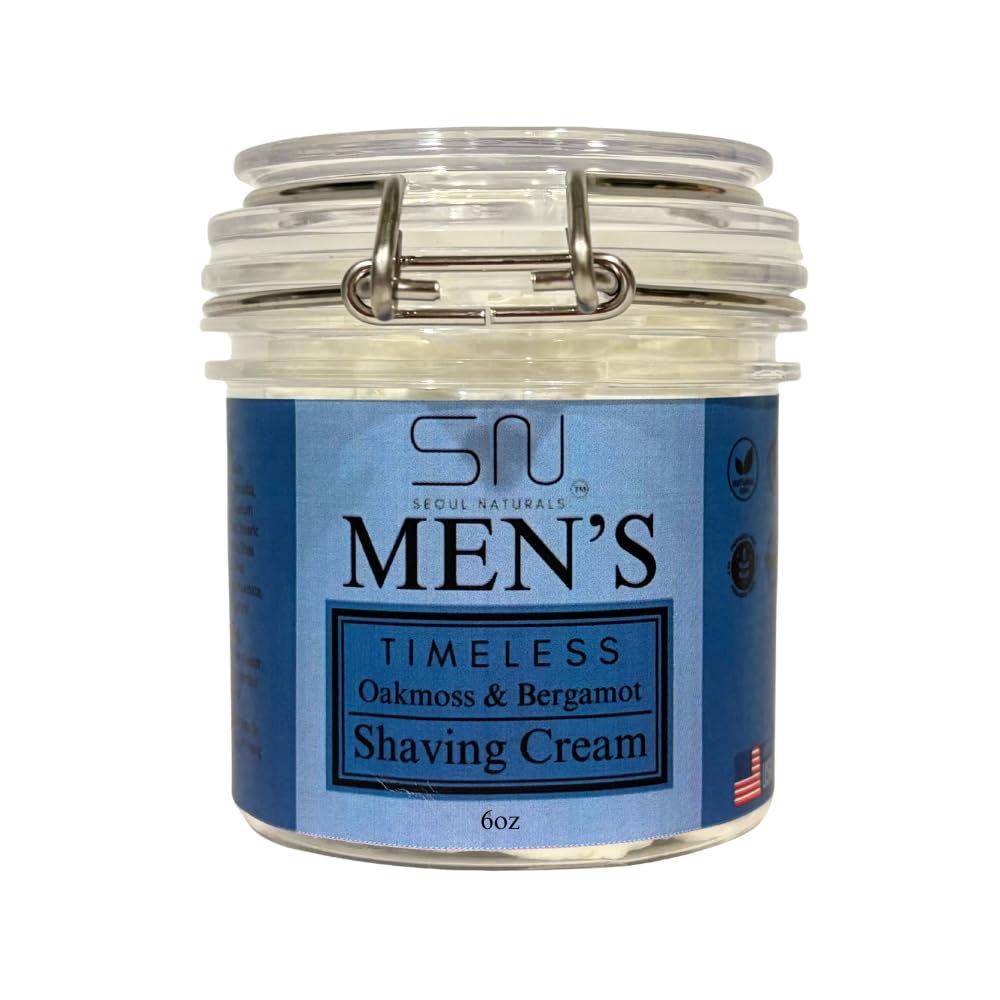 Seoul Naturals Timeless Oakmoss & Bergamot Shaving Cream, k beauty, 6 oz