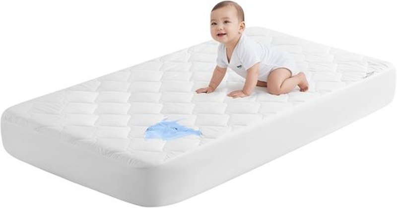 Sleep Zone Waterproof Crib Mattress Protector - Ultra Soft & Breathable | Standard Size 52''x28'', Pure White