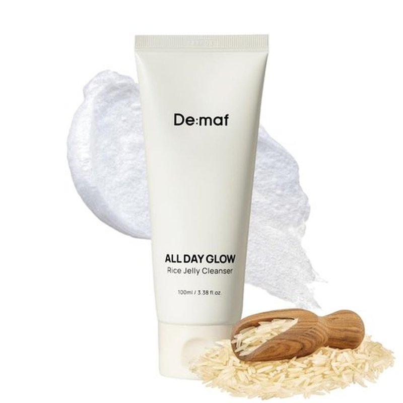 De:maf All Day Glow Rice Jelly Cleanser, Rice Extract, Low pH Cleanser, Soothing and Calming, Keeps Skin Moist After Cleanse, Suitable for Sensitive Skin, Korean Skincare (100ml, 3.38, Fl Oz)