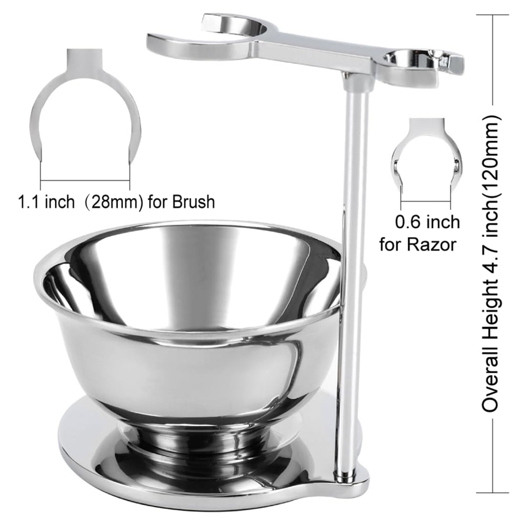 SANWA Deluxe Shaving Kit for Men,Stainless Steel Shaving Razor&Brush Stand Holder Soap Bowl Shave Brush Kit,Compatible with Manual & Gillette Razors - Organized Storage