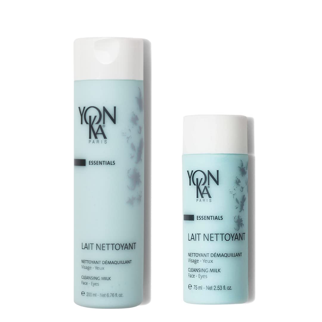 Yon-Ka Lait Nettoyant Cleanser Set - Gentle Plant-Based Milk Cleanser & Makeup Remover | Full Size & Travel Size, 6.76 fl oz & 2.53 fl oz