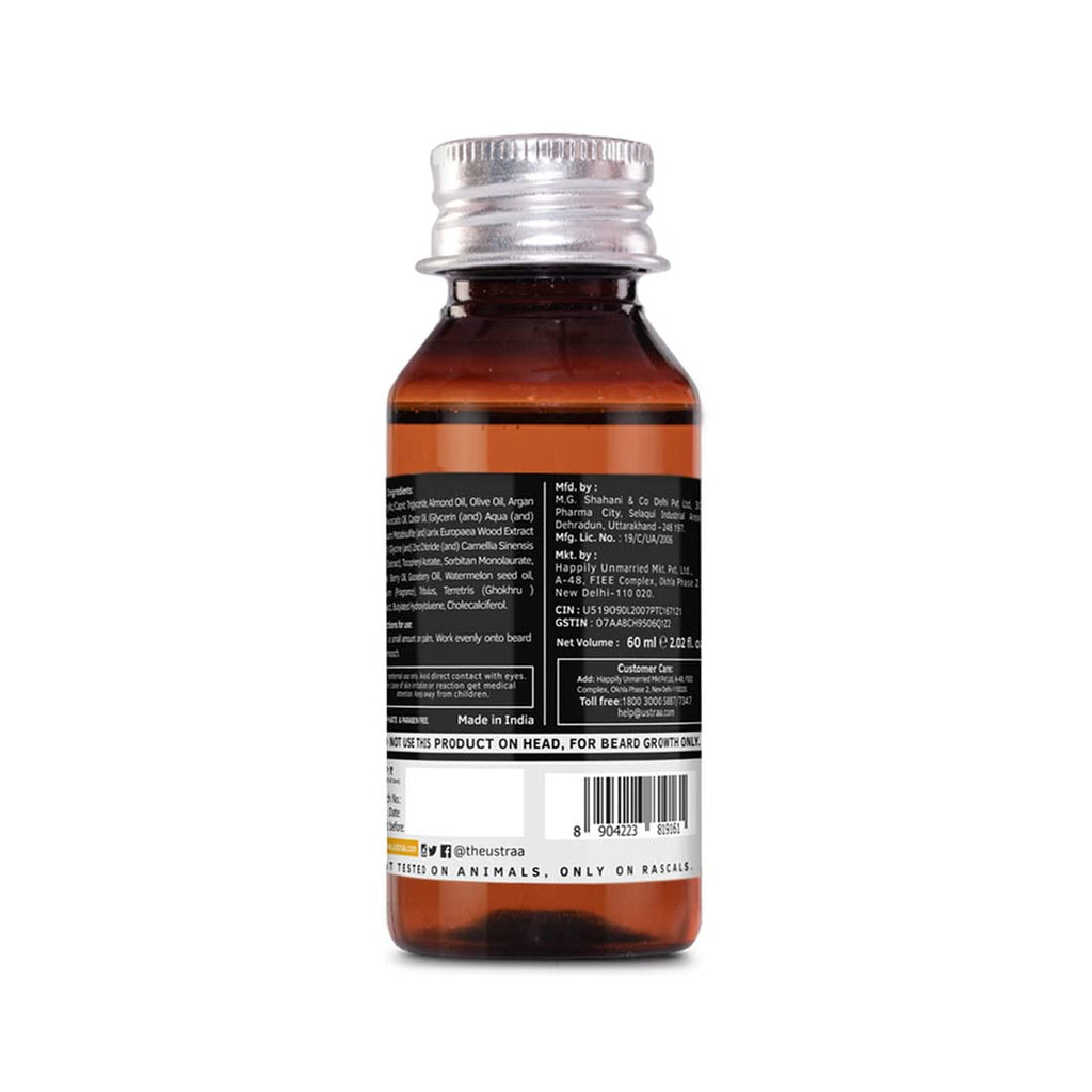 Ustraa Beard Growth Oil Advanced - 2oz - For Patchy Beard, With Redensyl, DHT Booster, Nourishment & Moisturization, No Harmful Chemicals