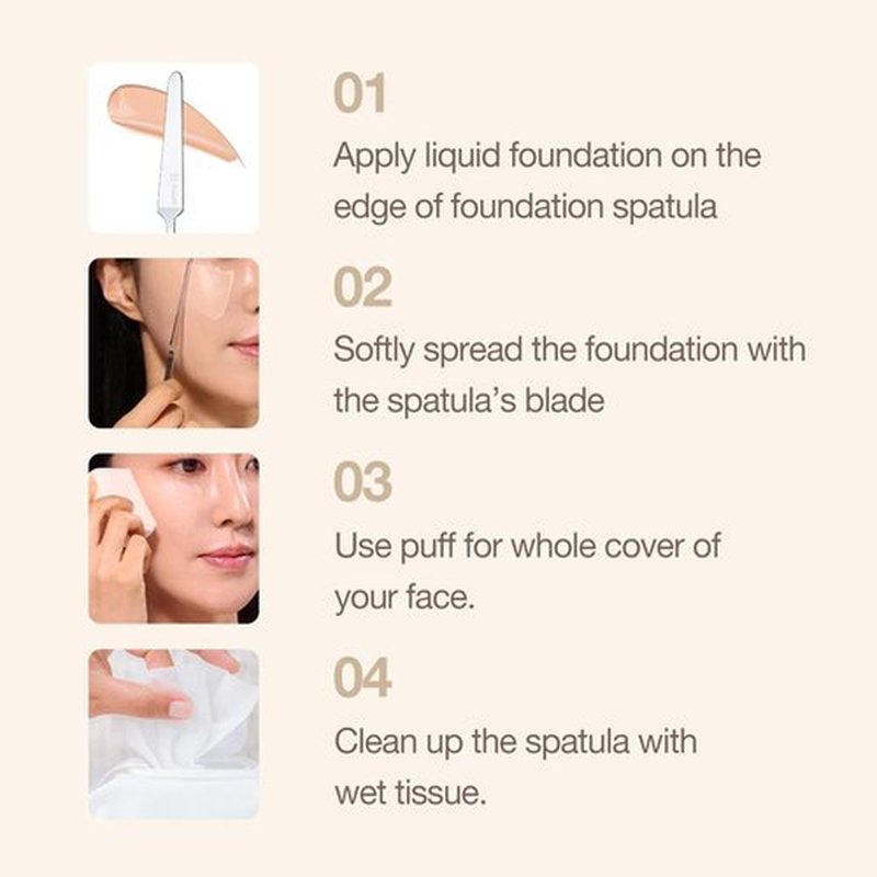 STUDIO17 Foundation Spatula Made of Stainless Steel | Professional Makeup Spatula for Even Application of Foundation | Double Edged Spatula for Small Area of Face | Pouch Included for Clean Storage