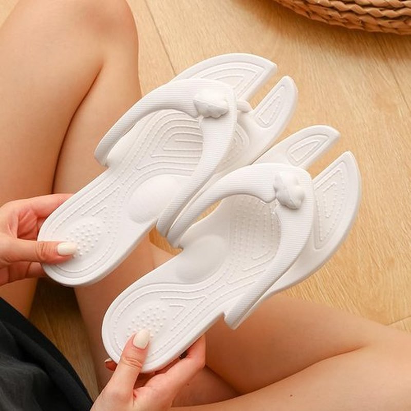 Kiemorgy Travel Slippers for Women Men, White Folding Slides Sandals Size 10, Portable Hotel Spa Slippers, Waterproof Quick Drying Flip Flops, Shower Shoes Beach Sandals-JD01 cream XL