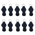 mollensiuer 10Pcs Black Neoprene Lipstick Holder Keychain Keyring Travel Lip Balm Holder Keychain Pendant for Men and Women