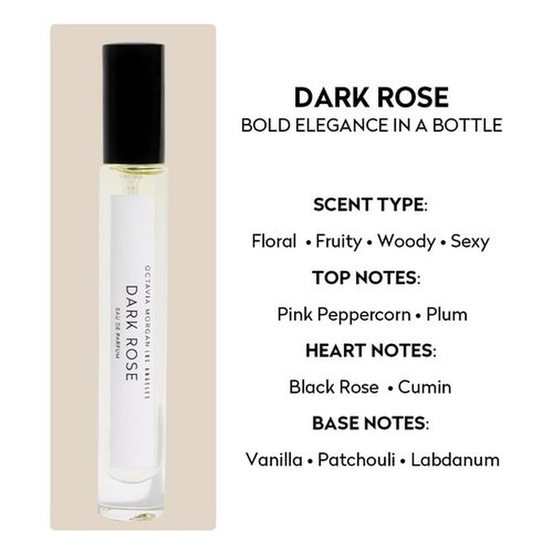 **Octavia Morgan Dark Rose Eau De Parfum - Bold Vanilla & Black Rose Fragrance - 10ML Travel Size for Unforgettable Moments**