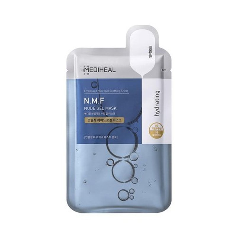 Mediheal NMF Nude Gel Mask - 10 Pack Hydrating Hydrogel Sheets for Moisturizing & Cooling Benefits