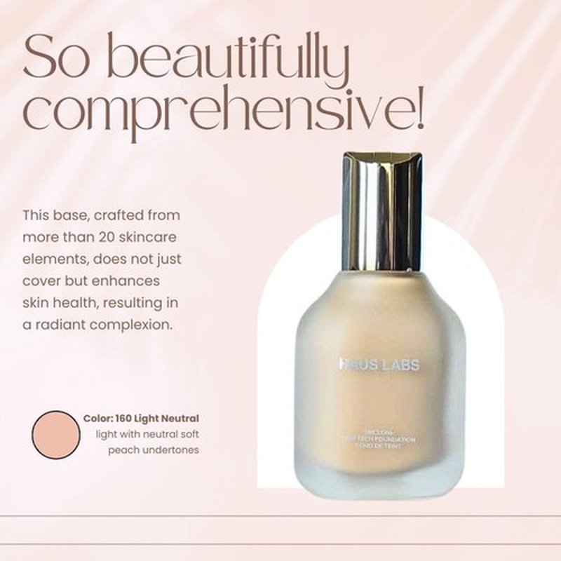 HAUS LABS BY LADY GAGA Triclone Skin Tech Medium Coverage Foundation with Fermented Arnica 160 Light Neutral