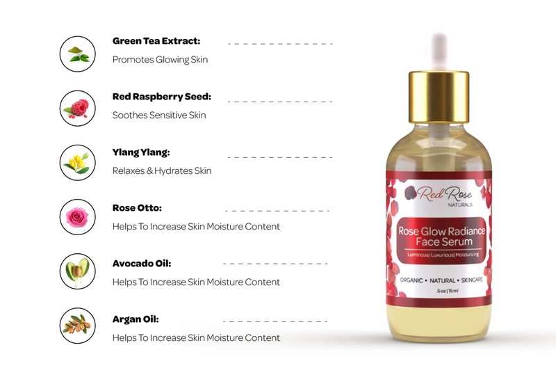 Red Rose Naturals Rose Glow Radiance Face Serum | Daily Hydration For Anti-Aging, Glowing Serum For All Skin Types, Suitable for oily skin, dry skin, sensitive skin | Vegan - 15 ml