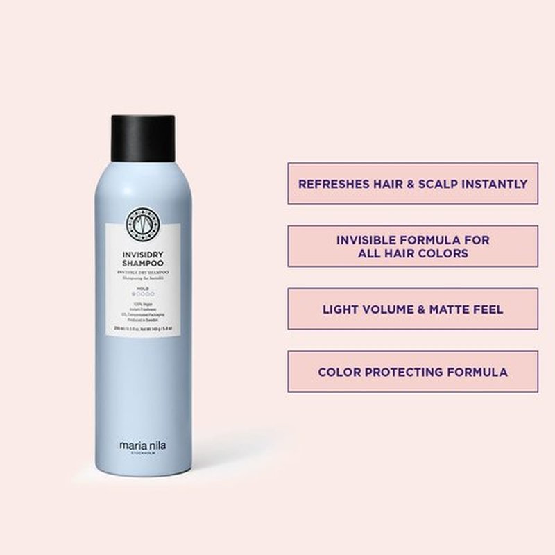 Maria Nila Invisidry Dry Shampoo 5.5 Oz / 215 ml, Freshens up Hair & Scalp, Leaves no trace of product, 100% Vegan & Sulfate/Paraben free