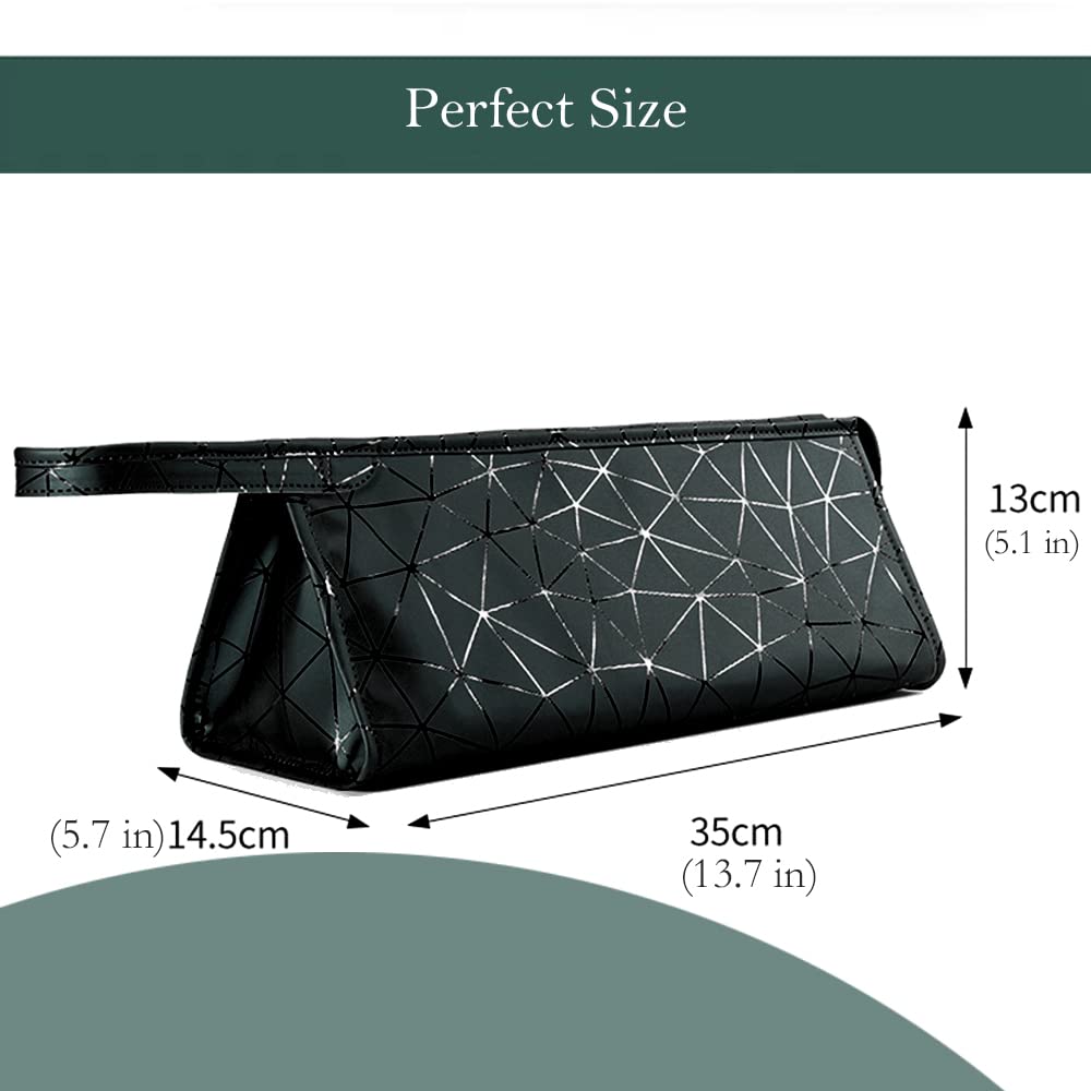 Ezindraw Premium Leather Tracvel Case Compatible with Dyson Airwrap Styler and Shark Flexstyle, Storage Bag for Supersonic Hair Dryer, Portable Organizer for Airwrap Dupes（Black）