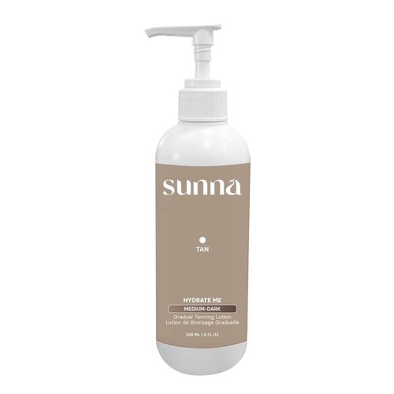 SunnaTan Gradual Self Tanning Lotion - Hydrating Formula with Hyaluronic Acid & Jojoba - Organic Ingredients for a Natural Tan (Medium/Dark, 236 ml)