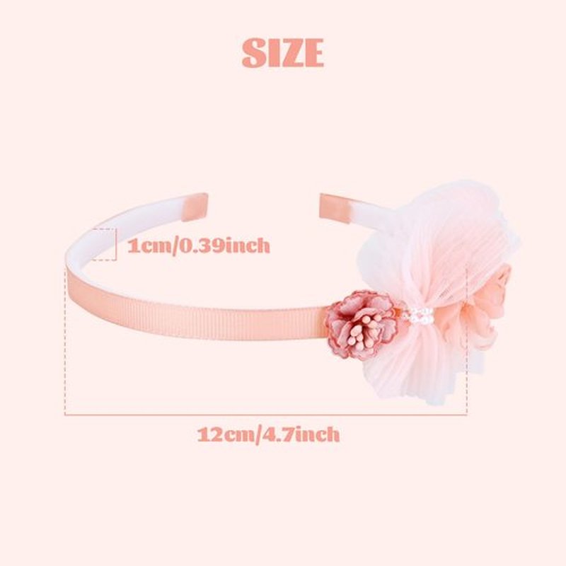 Dizila 5 Pieces Pink Ivory Chiffon Flower Plasitc Headbands Floral Hair Bands Hoops Accessories