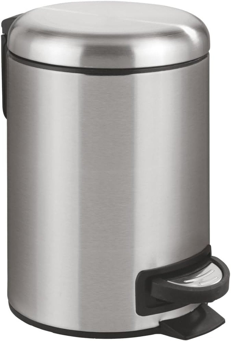 WENKO Stainless Steel Small Trash Can - Pedal-Operated Bathroom Bin with Removable Inner Bucket | 0.79 Gal, Silver