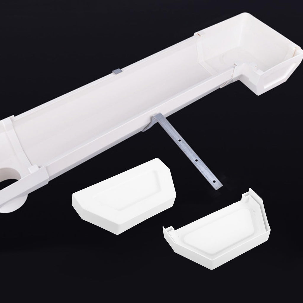 Uonlytech 2pcs end Cap Water Seal Plastic Gutter downspout end caps White Component Drain Connector Downspouts Gutter end caps Square Plastic Gutter downspout end Seal