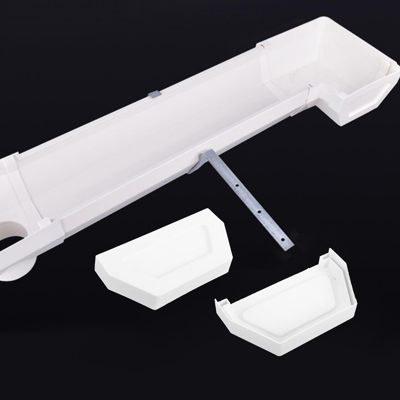 Uonlytech 2pcs end Cap Water Seal Plastic Gutter downspout end caps White Component Drain Connector Downspouts Gutter end caps Square Plastic Gutter downspout end Seal