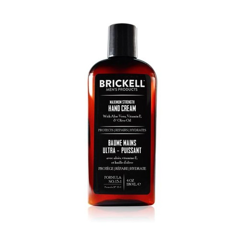 Brickell Men's Hand Cream - Maximum Strength, Fast-Absorbing Formula with Vitamin E & Shea Butter | 4 Oz Unscented