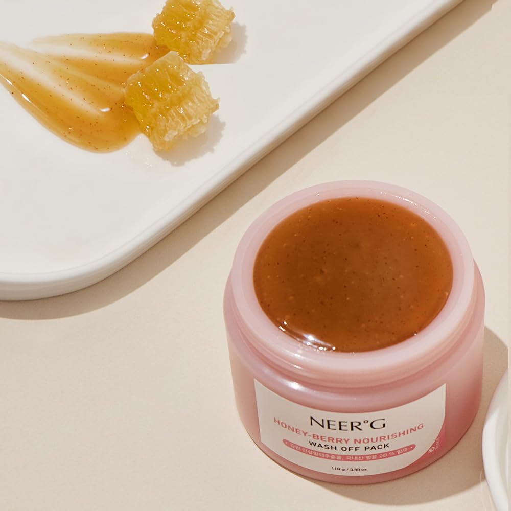 NEER°G Honey Berry Nourishing Wash Off Pack 3.88oz (110g) Smoothens Rough Skin, Moisturize with Nutrients