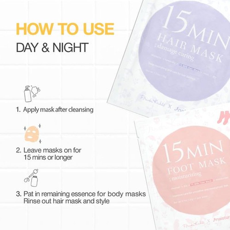 Naisture x Frida Kahlo 15 Min Pamper Me Kit Korean Spa Skincare Gift Set for Women-Head to Toe with Hair, Face, Eye, Hand, Foot Masks, & Bonus Item (8 pcs)