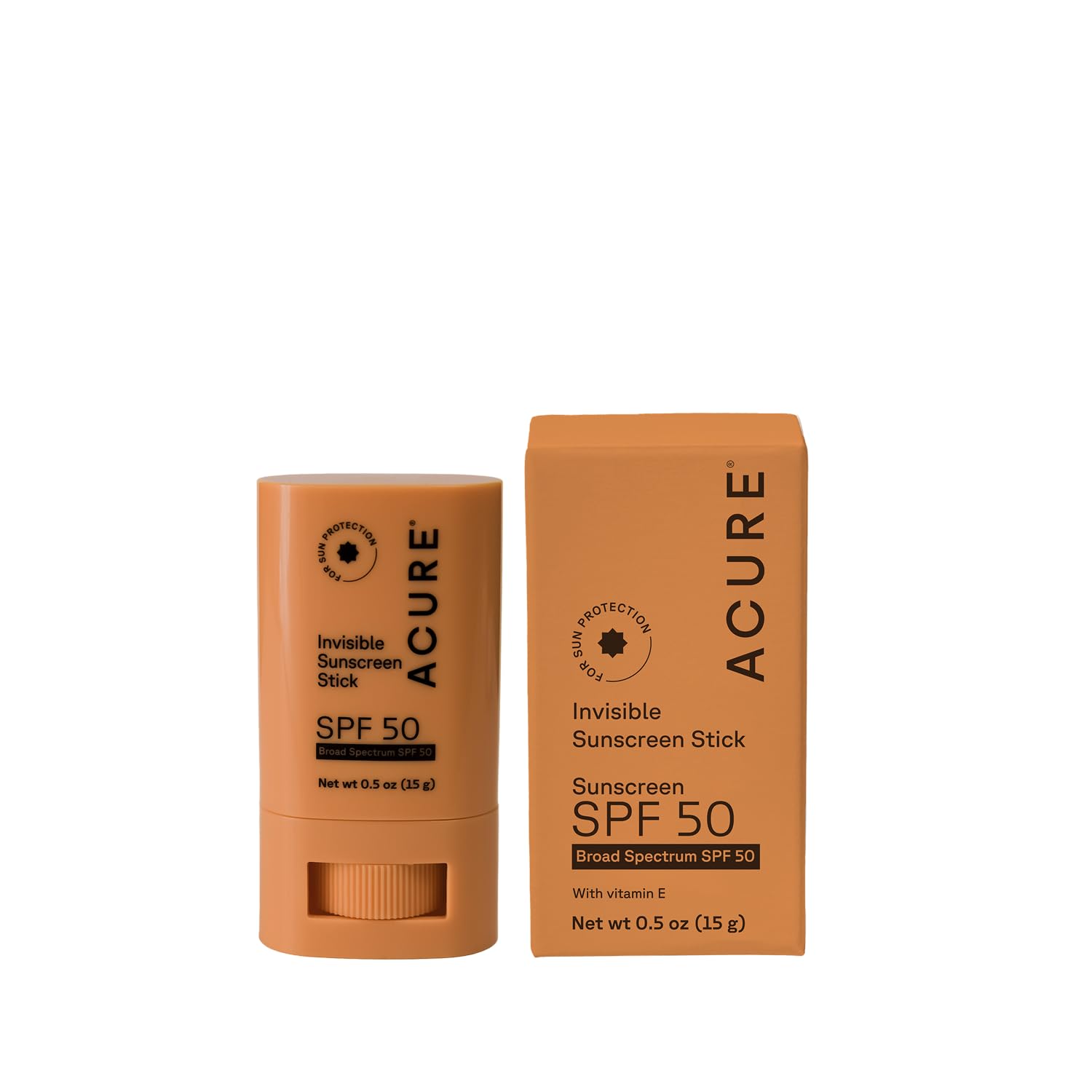 Acure Invisible Sunscreen Stick SPF 50 - Face Sunscreen Stick Applicator, Reef-Safe Clear Sunblock for Sensitive Skin, Natural Glow for Face & Body with Vitamin E, Solar Protector, Travel Size- 0.5 oz
