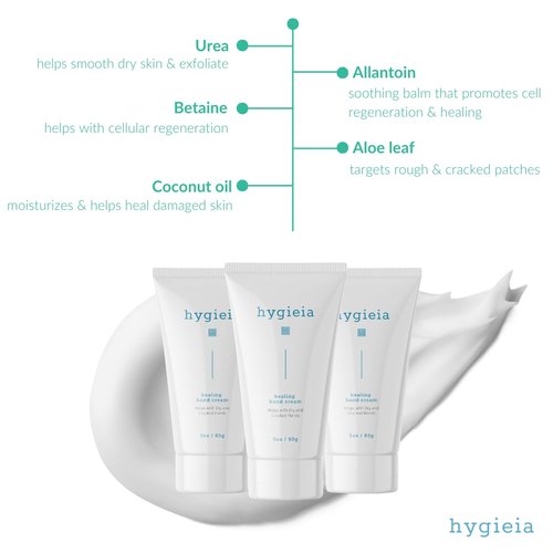 Hygieia + Crepey Hand Repair Cream – Day & Night Care for Dry, Thin, Cracked Hands – Shea Butter & Aloe – Deeply Nourishing, Non-Greasy, Fast Absorbing Anti-Aging Cream, 3oz (3 Pack)