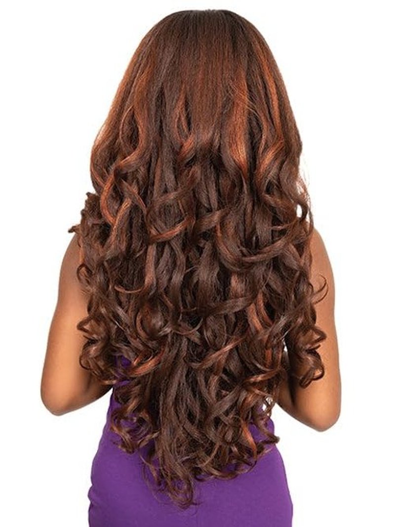 Janet Collection melt HD 360 HUMAN HAIR BLEND PRIME UNIMIX Hand-Tied 13X6 Frontal Baby Hair Transparent Lace GLUELESS TUPI WIG With SOFT YAKY TEXTURE. (COLOR #DR GINGER)