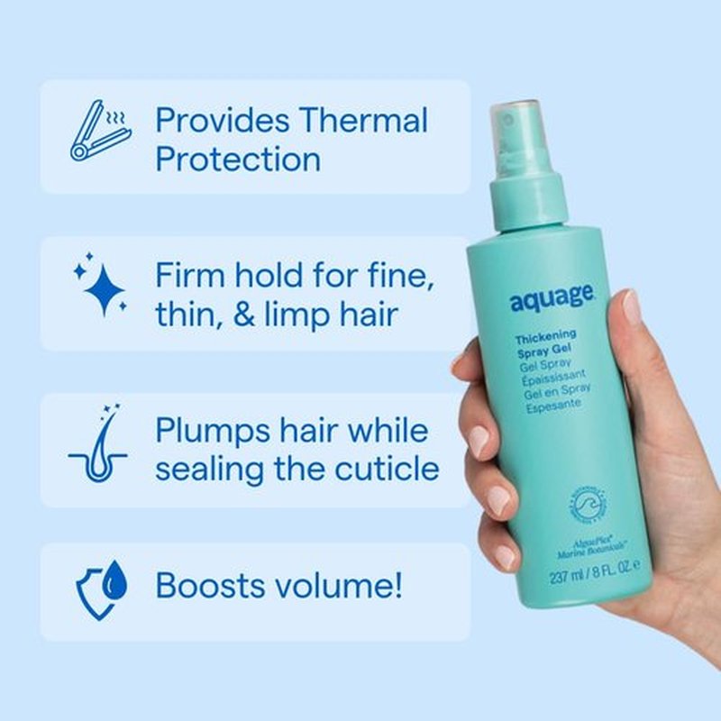 AQUAGE Thickening Spray Gel - Infused with Sea Botanicals for Fine Hair - 8 oz Firm Hold