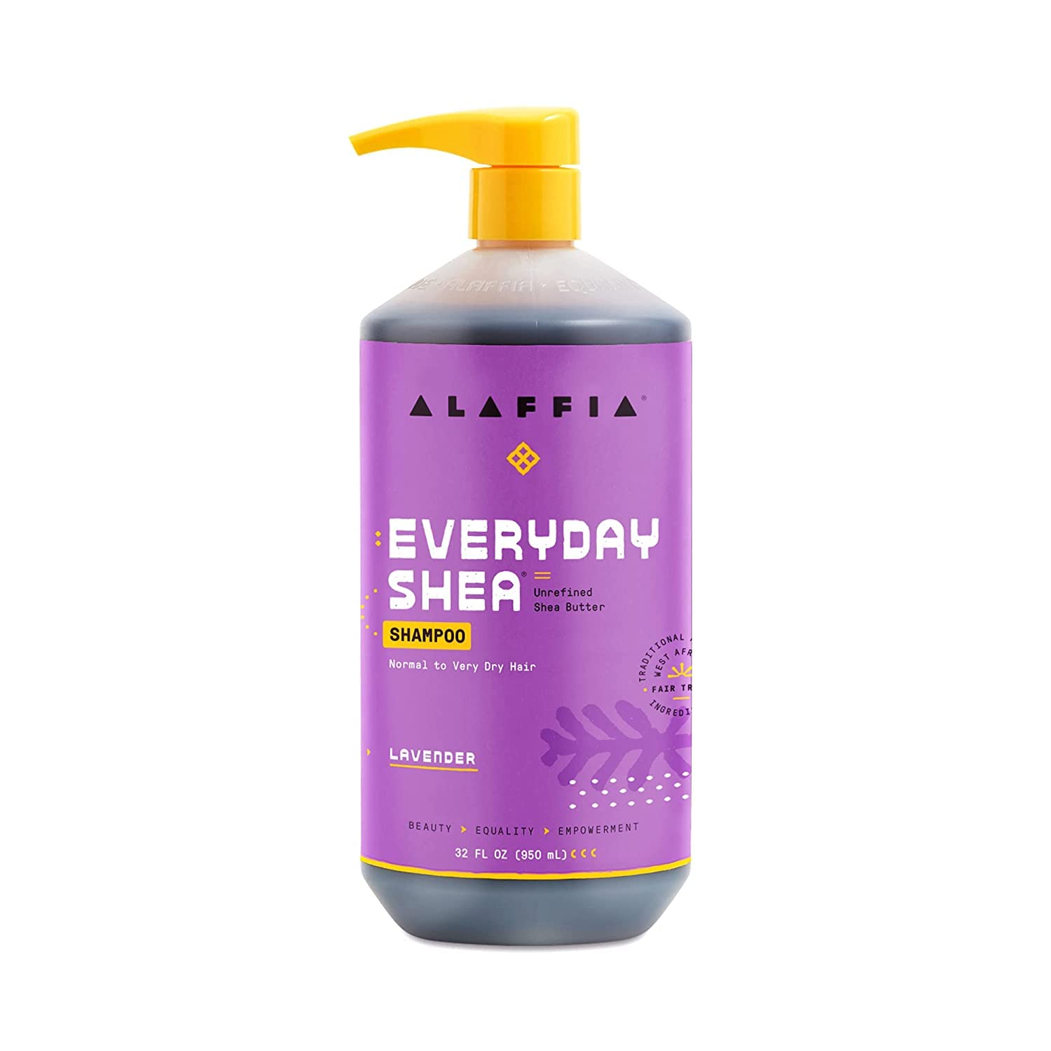 Alaffia Shampoo, Lavender 2-Pack – EveryDay Shea Sulfate-Free Shampoo with Moisture-Rich Shea Butter and Coconut Oil, 32 Oz Ea