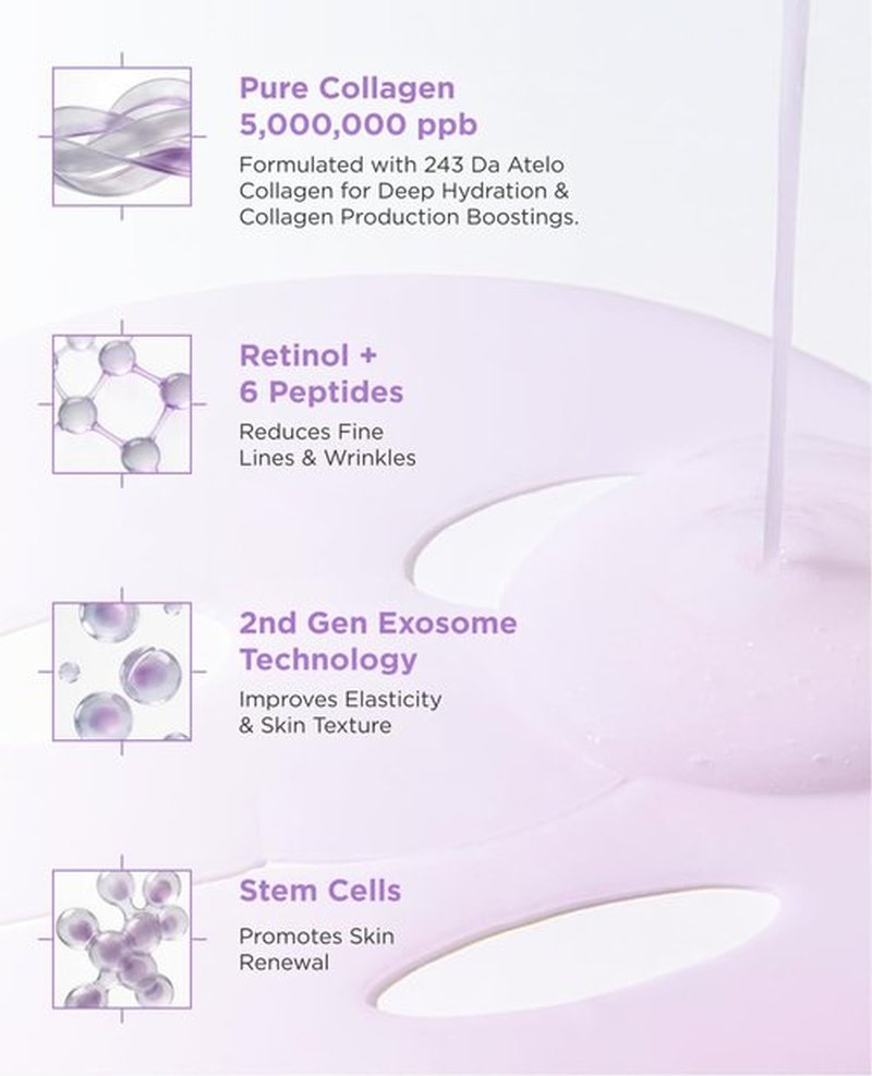 AROCELL Super Collagen Overnight Hydrogel Mask with Retinol & Stem Cell | Firming, Lifting, Plumping, Long-Lasting Glow | Korean Glass Skin Care | 43g x 4 | BSS Skincare Must-Have