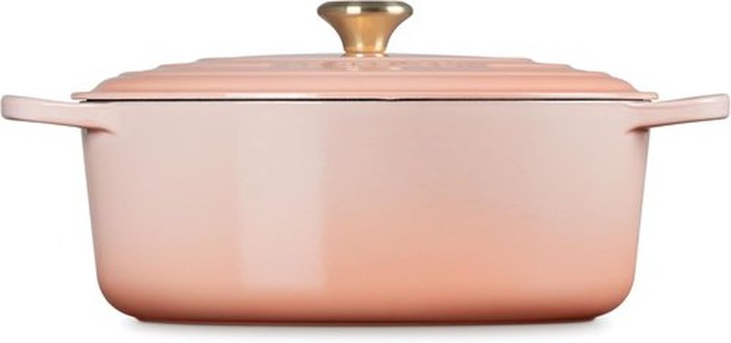 Le Creuset Enameled Cast Iron Dutch Oven - 8 Qt. Signature Oval in Peche with Light Gold Knob