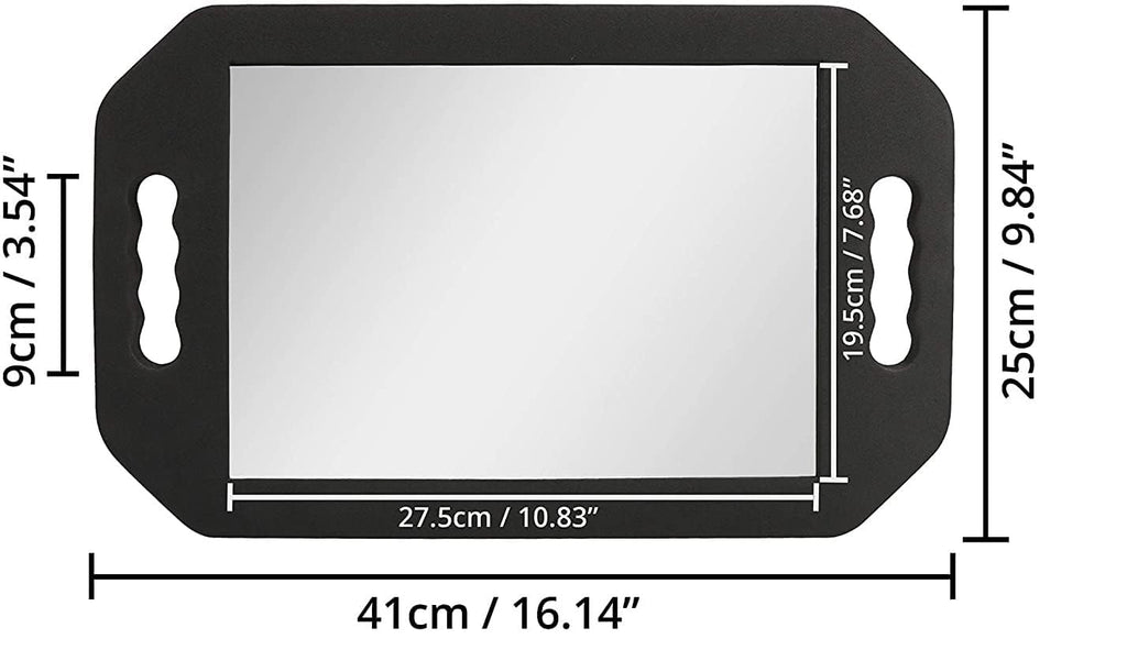 Hairdressing Foam Mirror with Double Handle - Black Handheld Lightweight Mirror for Barbers and Hair Salons - Back of Head Haircuts View Mirrors