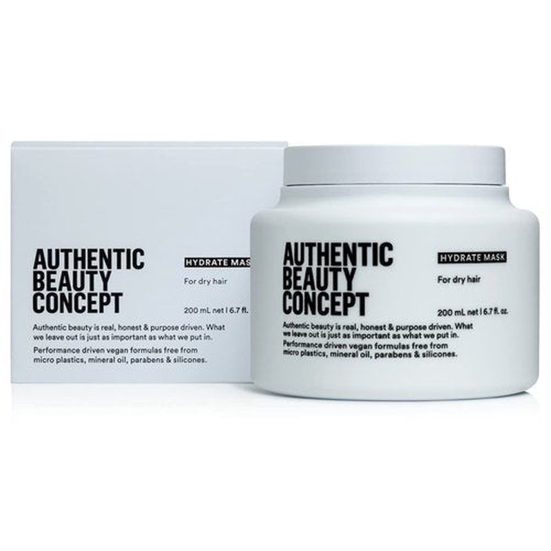 Authentic Beauty Concept Hydrate Mask - Moisture & Shine for Normal to Dry or Curly Hair | Vegan & Silicone-Free