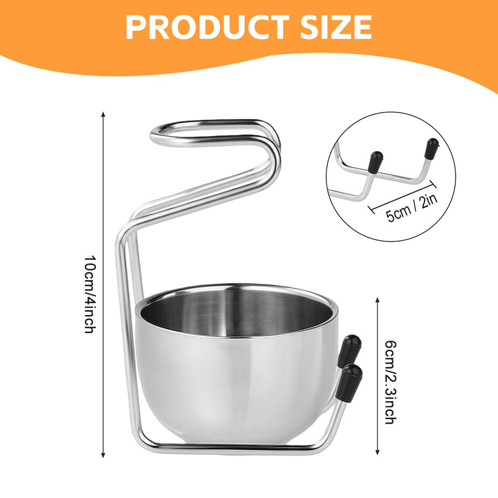 UPSTORE 2 in 1 Shave Cup with Stand Holder Set Stainless Steel Shaving Bowl with Shaving Stand Brush Holder Set Razor Brush Bowl Grooming Tool for Men Beard Care and Cleaning