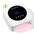 CHRISTINE SHELLY UV Nail Lamp 96W Rechargeable LED Gel Curing Lamp, Cordless Nail Dryer Gel Polish Light with Large LCD Display, with 3 Timer Setting Auto Sensor for Salon and Home (White)